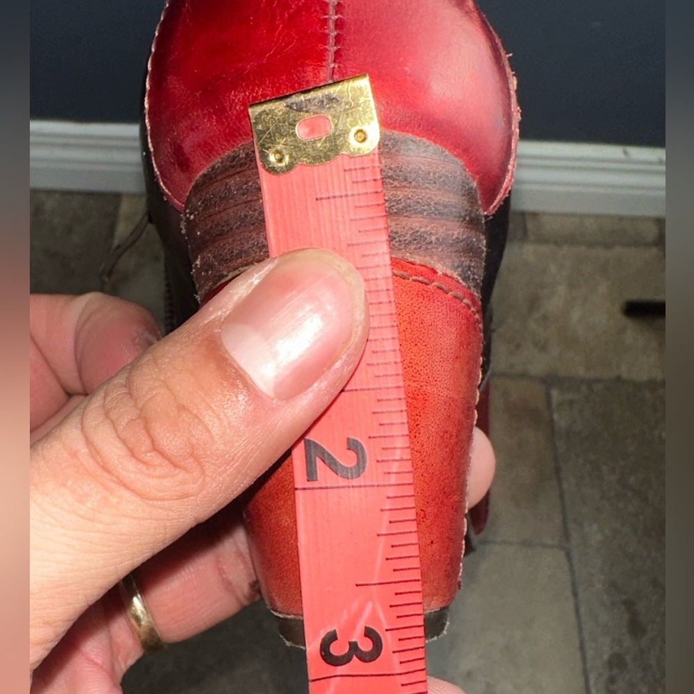 L’Artiste Leather Shoes Size 36 Red Black Zip Detail Artistic Comfort - Picture 6 of 9